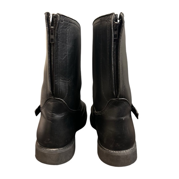 Vintage BMW Leather Riding Boots Men’s 14 Made In USA Black Logo Motorcycle - Picture 3 of 9